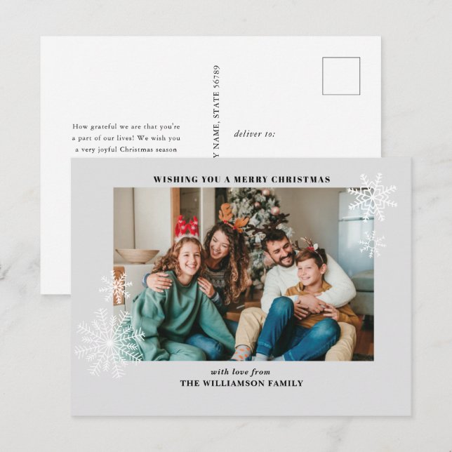 Modern Simple Christmas Family Foto Postkarten (Vorne/Hinten)