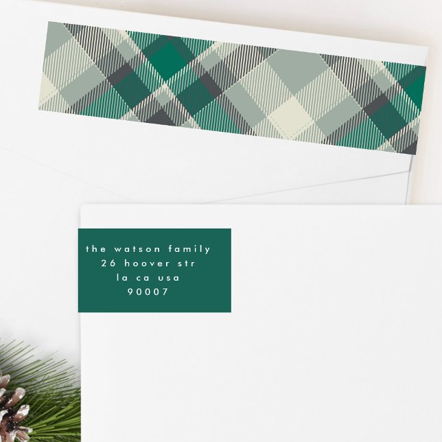 Modern Simple Christmas Green Karierte Rücksendead (Von Creator hochgeladen)