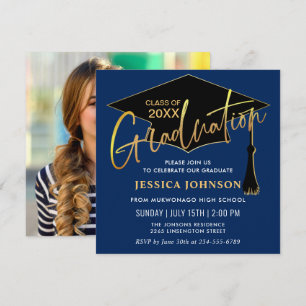 Modern Simple Class of 2024 FOTO Graduation Party Einladung
