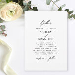 Modern Simple Classic Elegant Wedding Einladung<br><div class="desc">This tasteful modern wedding invitation design has classic simplicity with only text and a plain white background. The type face pairings make the design pop with style and include a modern handwritten script and classic serif fonts. This design is versatile enough to use for both formal and casual weddings in...</div>