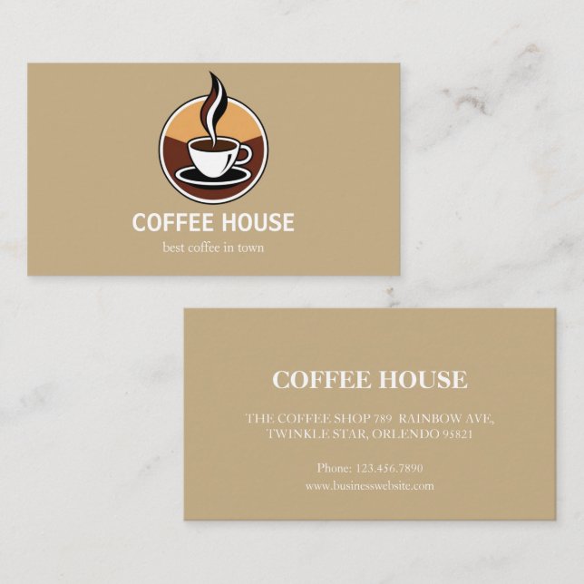 Modern Simple Coffee Shop Visitenkarte (Vorne/Hinten)