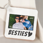 Modern Simple Comic Bestie Best Friends BFF Photo Schlüsselanhänger<br><div class="desc">Design is composed of fun and playful typography with sans serif font. Add a custom photo of you and your bestie</div>
