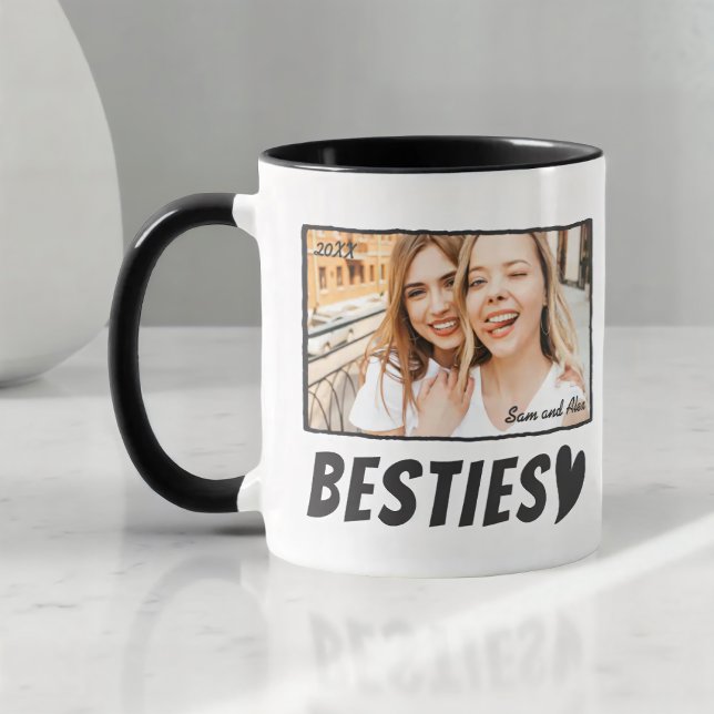 Modern Simple Comic Bestie Best Friends BFF Photo Tasse (Von Creator hochgeladen)