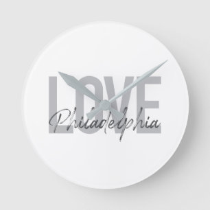 Modern, simple, cool, design Love Philadelphia Runde Wanduhr