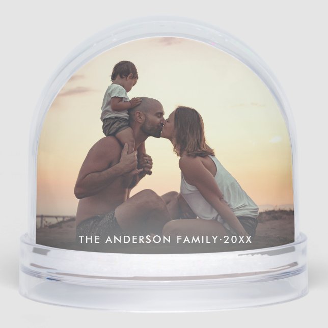 Modern Simple Create Your Own 2 Photo Keepsake Schneekugeln (Vorderseite)