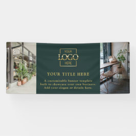 Modern Simple Custom Business Logo & Photo Green Banner