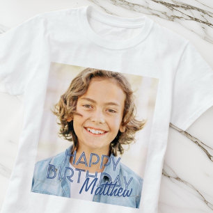 Modern Simple Custom Photo Birthday Greeting T-Shirt