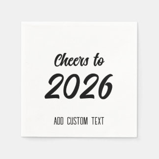 Modern Simple Custom Script 2026 New Years Party Serviette