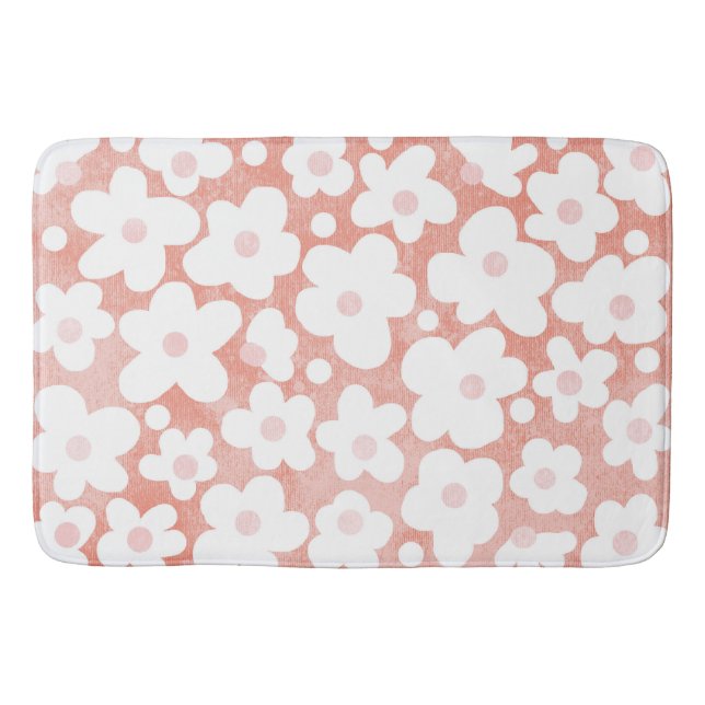 Modern Simple Daisis Pastel Pink Terracotta Badematte (Vorderseite)