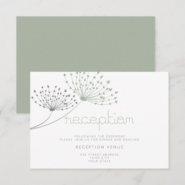 Modern Simple Doodle Blume Sage Green Einladung (Vorne/Hinten)