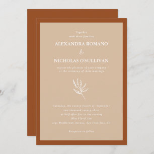 Modern Simple Earth Tones Terracotta Wedding Einladung