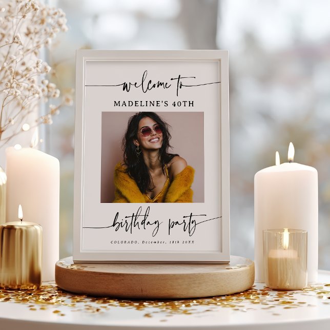 Modern Simple Elegant Script Wedding Photo Sign Poster (Modern Simple Elegant Script Wedding Photo Sign)