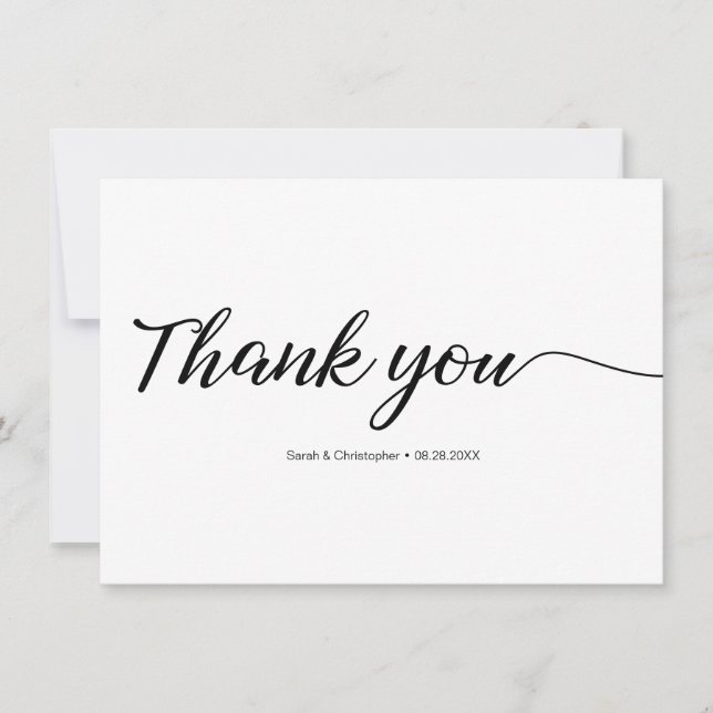 Modern Simple Elegant Wedding Foto vielen Dank Dankeskarte (Vorderseite)