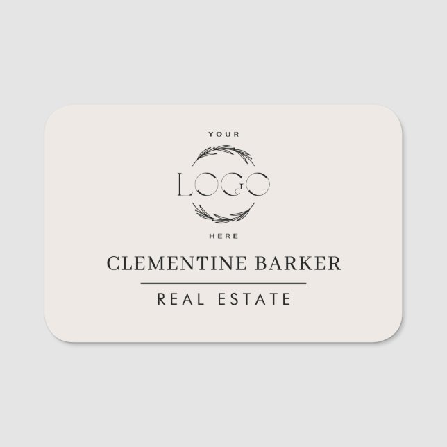 Modern simple Elegant your logo Namensschild (Vorderseite)