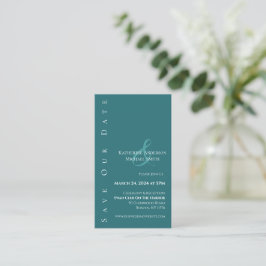 Modern Simple Emerald Green Save the Date- Visitenkarte