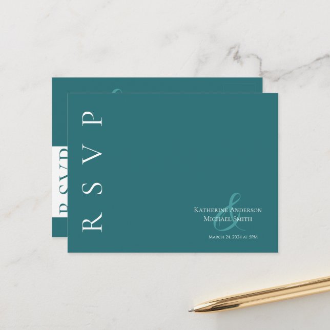 Modern Simple Emerald Green-UAWG-Wedding- Postkarte (Vorderseite/Rückseite Beispiel)