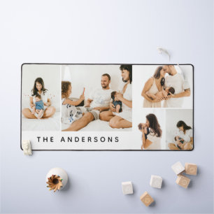 Modern Simple Family Foto Collage Name Schreibtischunterlage
