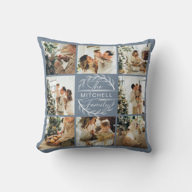 Modern Simple Family Foto Collage Niedlich Dusty B Kissen (Vorderseite)