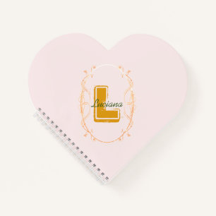 Modern Simple Feminine Girush Blush Pink Monogram Notizbuch