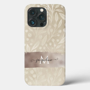 Modern Simple Foliage Neutral Bronze Foil Name Case-Mate iPhone Hülle