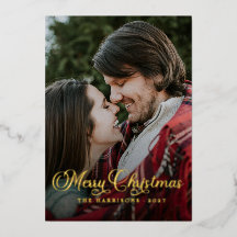 Modern Simple Foto Script Frohe Weihnachten Tartan