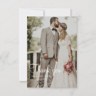 Modern Simple Foto Wedding Dankeschön Card Dankeskarte