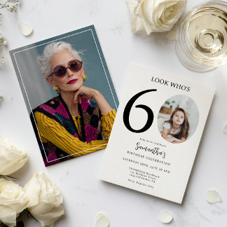 Modern Simple Fun Schwarz-weiß 60. Geburtstag Foto Einladung