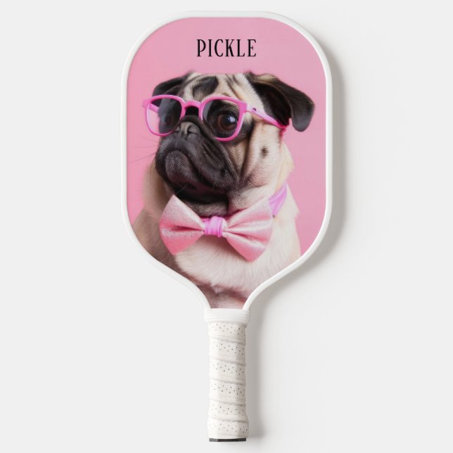 Modern Simple Funny Dog Pet Photo Pickleball Schläger (Vorderseite)