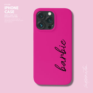 Modern Simple Girl Hot Pink Script Name Monogram Case-Mate iPhone Hülle