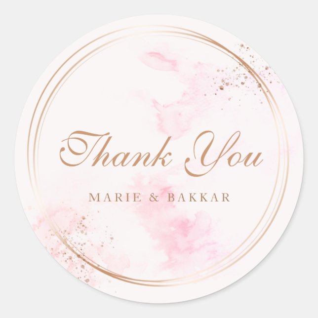 Modern Simple Gold Blush Pink Danke für Chic Runder Aufkleber (Vorderseite)