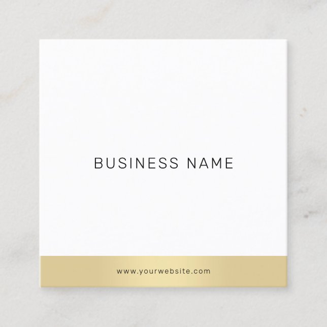 Modern Simple Gold White Beruflich Elegante Cool Quadratische Visitenkarte (Vorderseite)