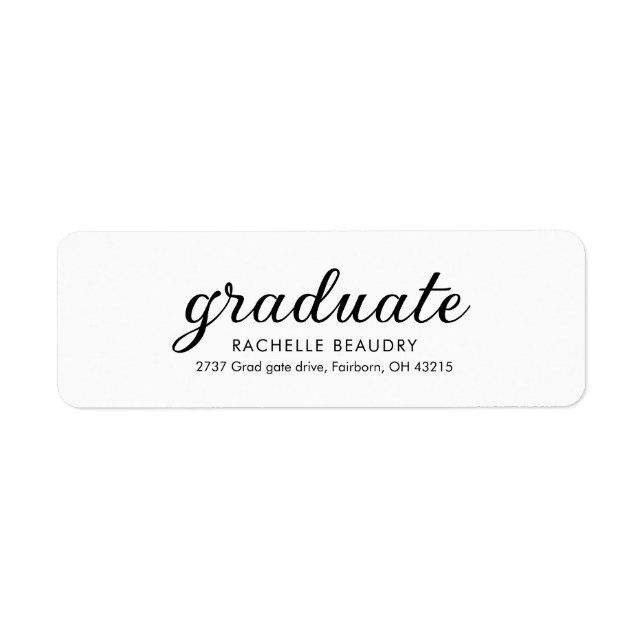 Modern Simple Graduation Return Address Label (Vorne)