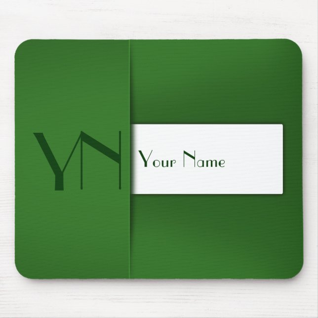 Modern Simple Green Monogram Name - Mousepad (Vorne)