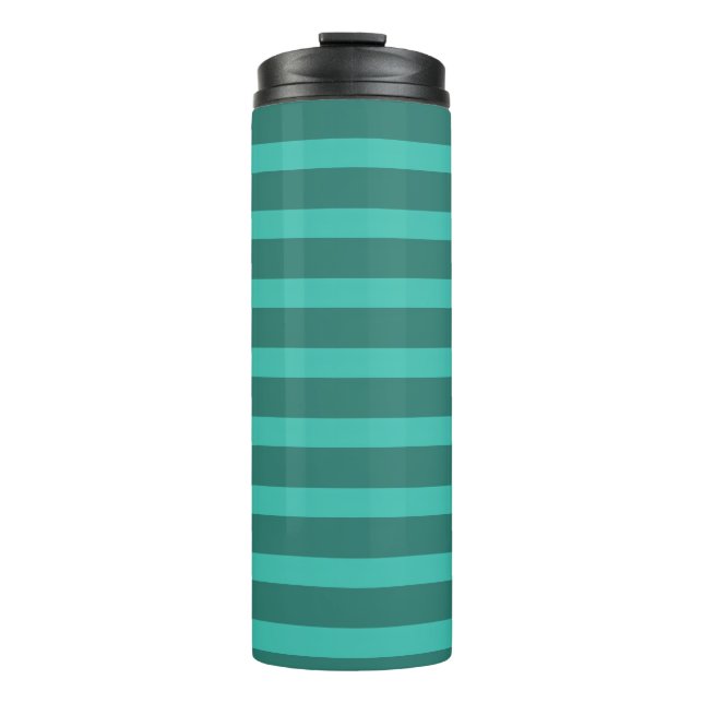 Modern Simple Green Two Tone Stripe line Geometris Thermosbecher (Vorderseite)