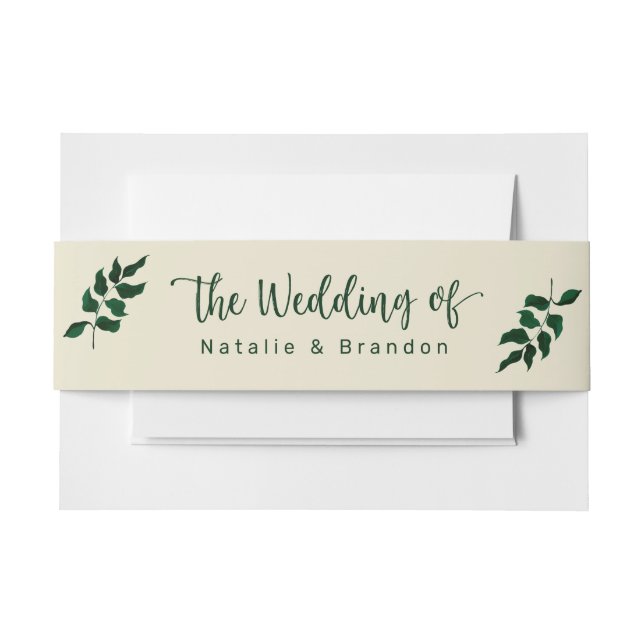 Modern Simple Green Verlasse die Hochzeit von Name Einladungsbanderole (Vorderseite Beispiel)