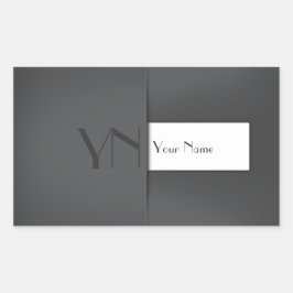 Modern Simple Grey Anthracite Monogram Name Rechteckiger Aufkleber