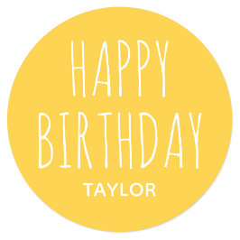 Modern Simple Happy Birthday Sticker Gelb