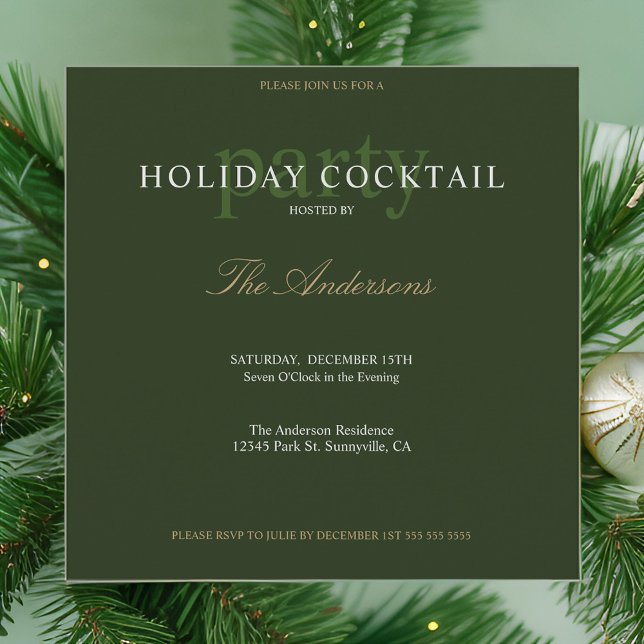 Modern Simple Holiday Cocktail Weihnachten Party Einladung (Von Creator hochgeladen)