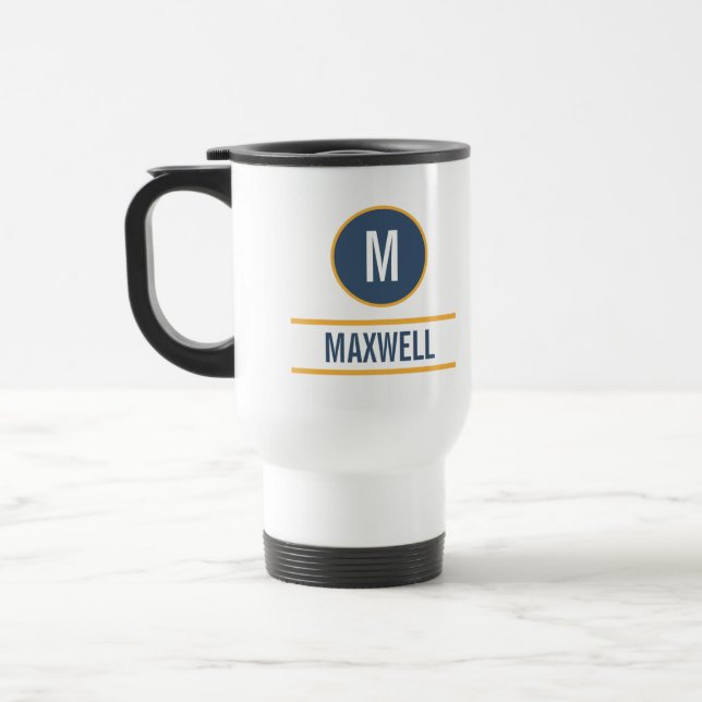 Modern Simple Initial | Benutzerdefinierter Niedli Reisebecher (Links)
