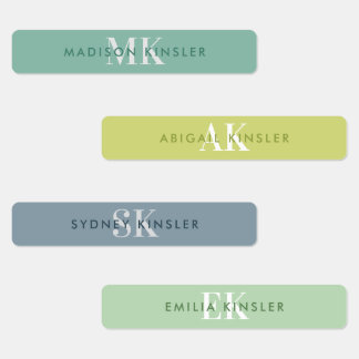 Modern Simple Initial Green Blue Waterproof Name L Etiketten
