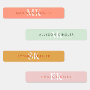 Modern Simple Initial Pink Girly Waterproof Name Etiketten