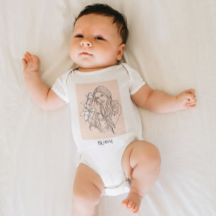 Modern Simple Line Art Black, Boho Bohemisch Baby Strampler