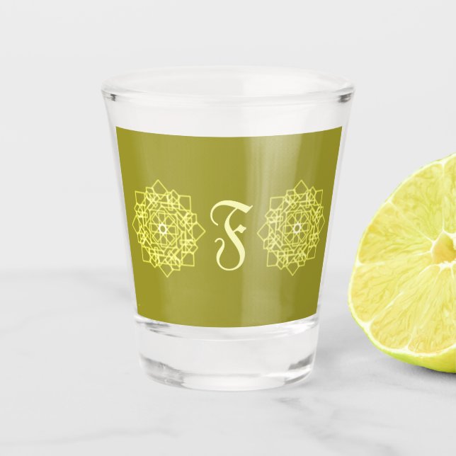 Modern Simple line stripes floral monogram name Schnapsglas (Vorderseite)