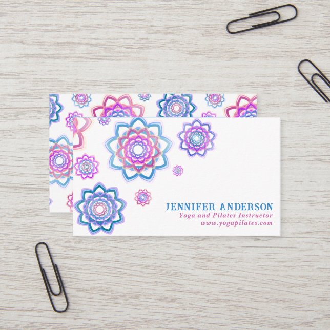 Modern Simple Lotus Personalisiert Pink Pastell Visitenkarte (Vorderseite/Rückseite Beispiel)