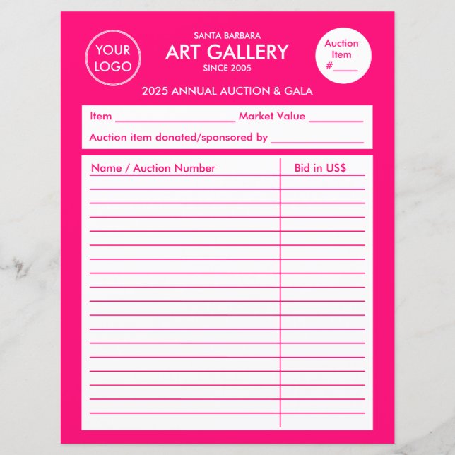 Modern Simple Magenta Add-Logo | Auktionsgebote (Vorderseite)