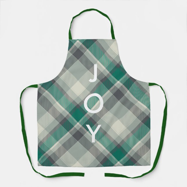 Modern Simple MerChristmas Green Kariert Holiday Schürze (Vorderseite)