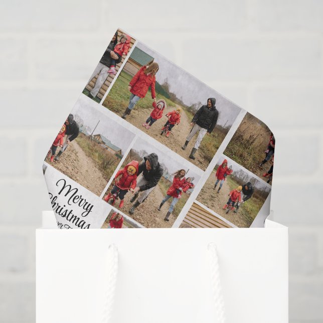 Modern Simple Merry Christmas Family Collage Seidenpapier (Geschenktüte)