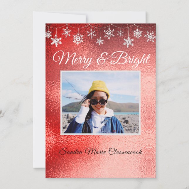 Modern Simple Minimal Metalic Red Christmas Ankündigung (Vorderseite)