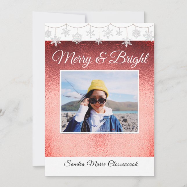 Modern Simple Minimal Metalic Red Christmas Anno Ankündigung (Vorderseite)