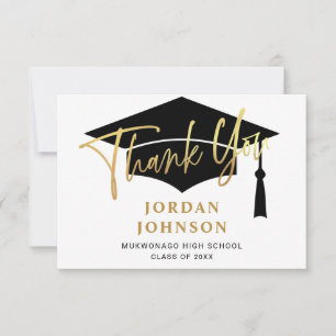 Modern Simple Minimalist Golden Navy Graduation Dankeskarte